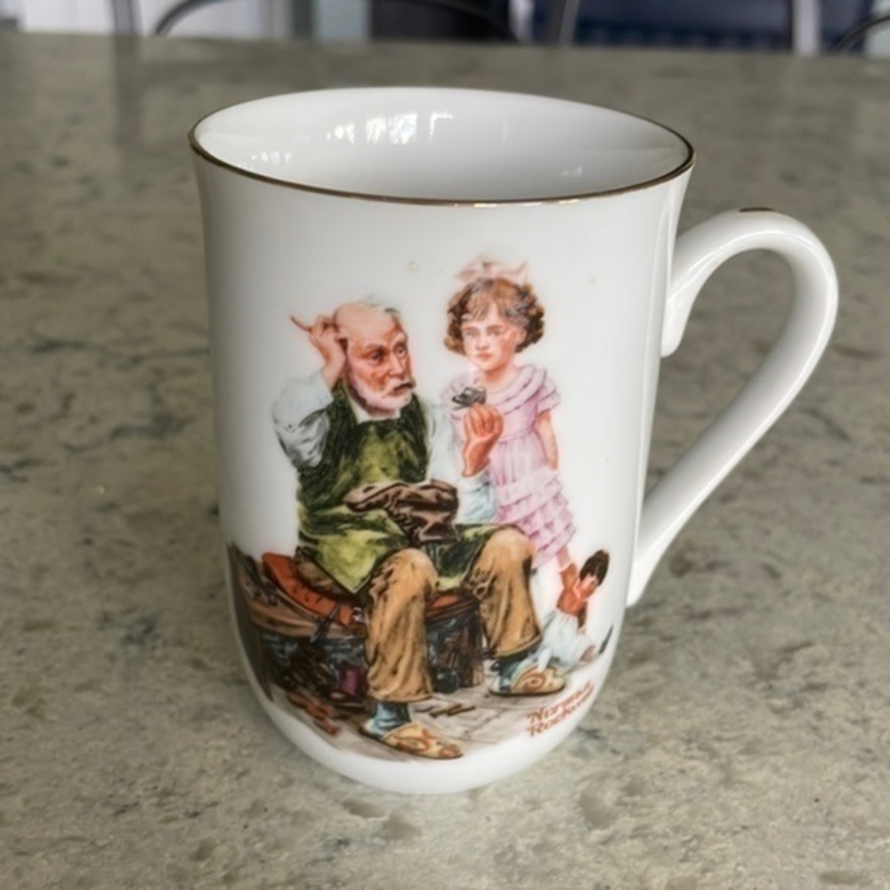 Norman Rockwell mug “The Cobbler" collectors mug